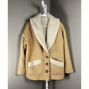 Tularosa Bette Oversized Jacket in Antique Yellow XS Sherpa-Lined Textured Coat